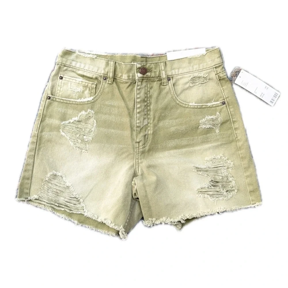 NWT BDG Dropped Waist Destroy Short Moss Green 27 Olive‎ Army